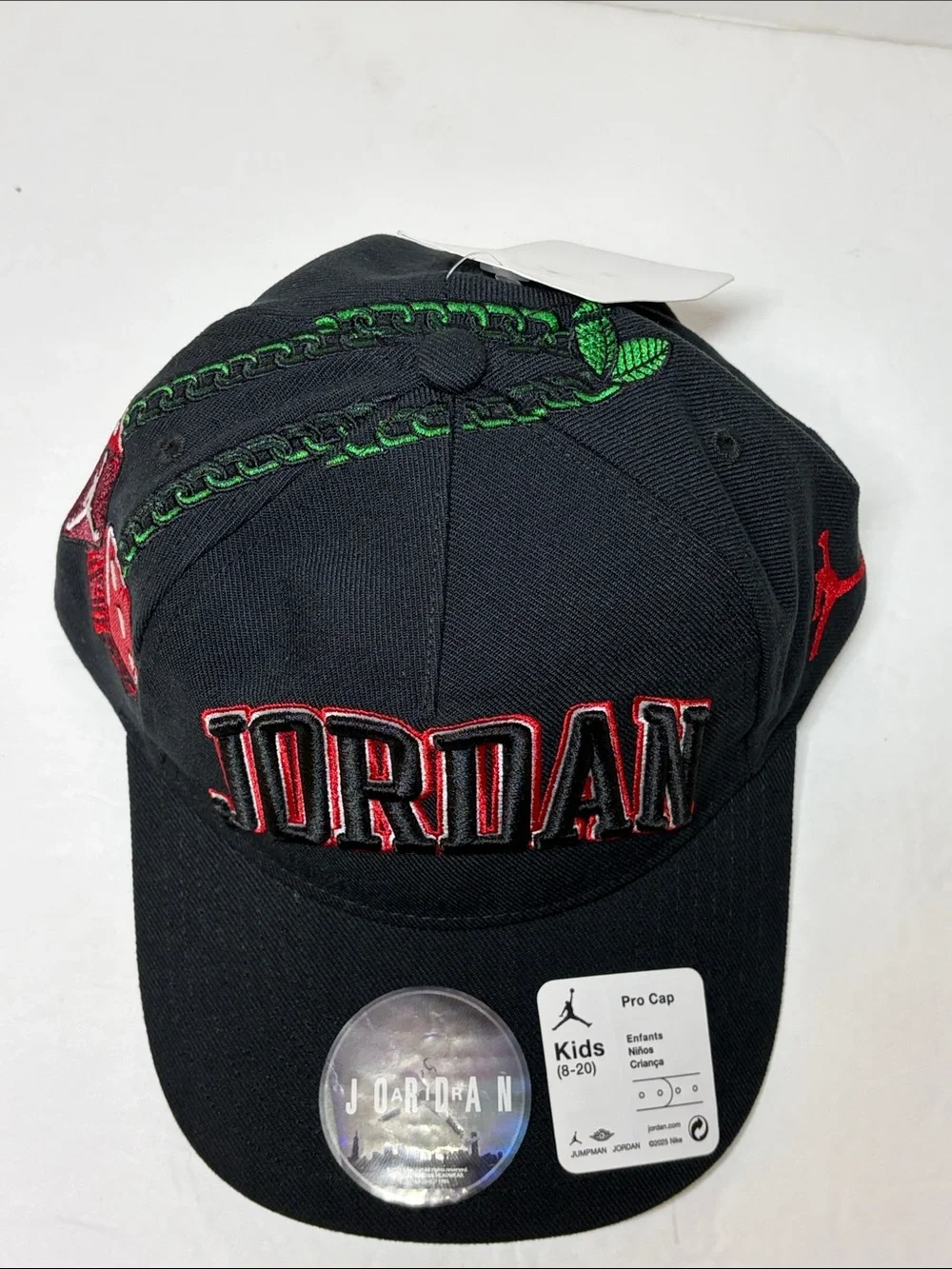 Jordan Jumpman Youth SnapBack Pro Cap Curved Brim Embroidered Black Red NWT
